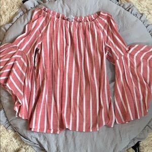 Off the shoulder striped blouse